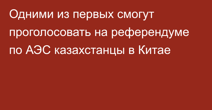 Одними из первых смогут проголосовать на референдуме по АЭС казахстанцы в Китае