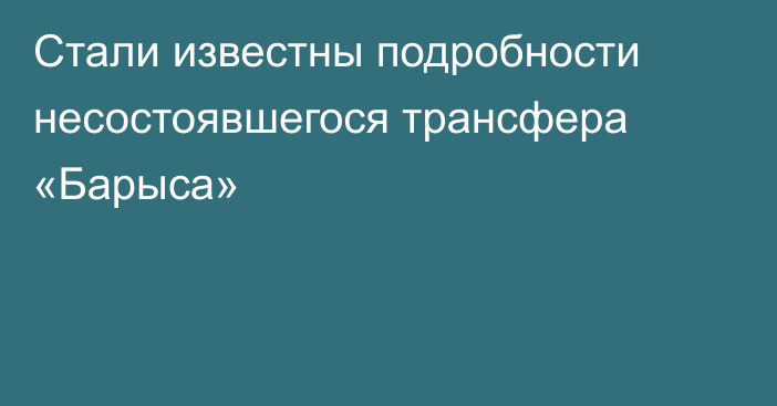 Стали известны подробности несостоявшегося трансфера «Барыса»