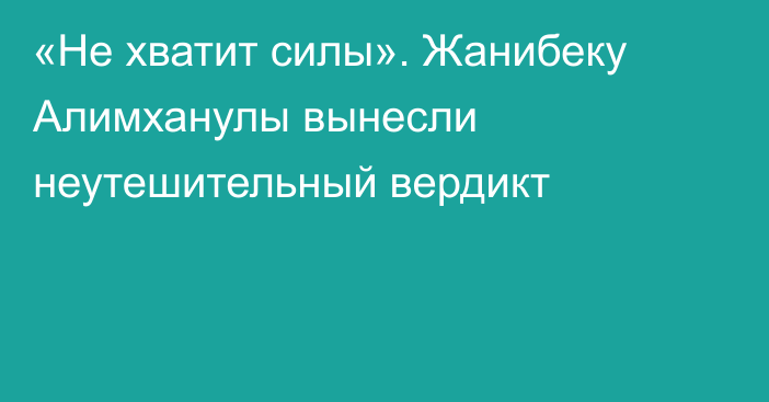 «Не хватит силы». Жанибеку Алимханулы вынесли неутешительный вердикт