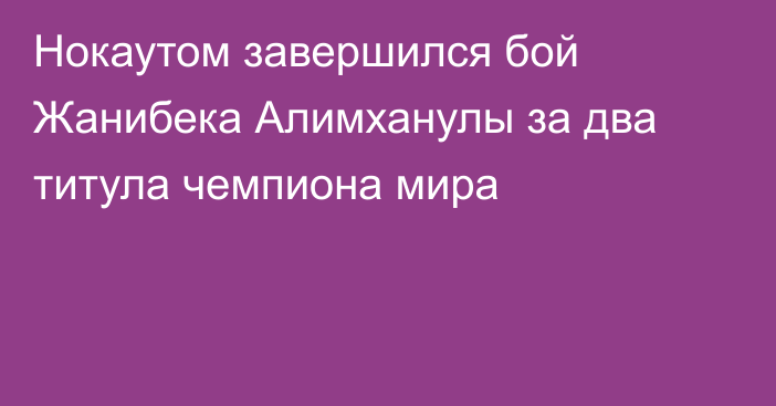 Нокаутом завершился бой Жанибека Алимханулы за два титула чемпиона мира