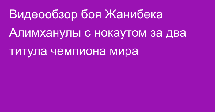 Видеообзор боя Жанибека Алимханулы с нокаутом за два титула чемпиона мира