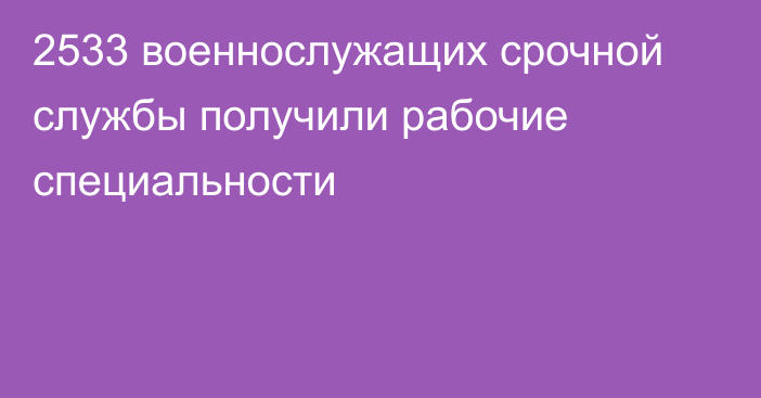 2533 военнослужащих срочной службы получили рабочие специальности