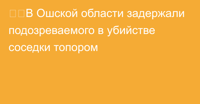 ❗️В Ошской области задержали подозреваемого в убийстве соседки топором