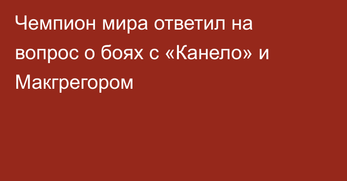 Чемпион мира ответил на вопрос о боях с «Канело» и Макгрегором