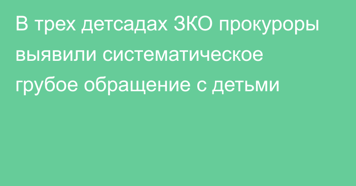 В трех детсадах ЗКО прокуроры выявили систематическое грубое обращение с детьми