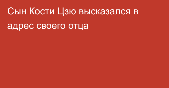 Сын Кости Цзю высказался в адрес своего отца