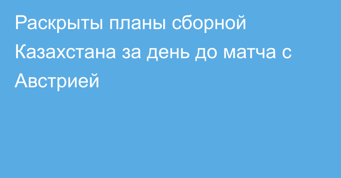 Раскрыты планы сборной Казахстана за день до матча с Австрией