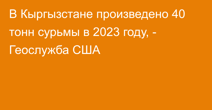 В Кыргызстане произведено 40 тонн сурьмы в 2023 году, - Геослужба США 