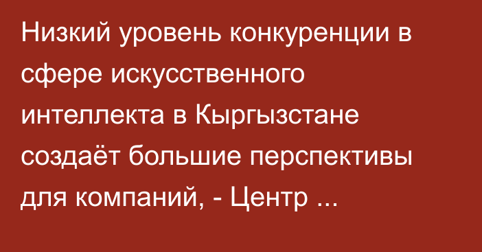 Низкий уровень конкуренции в сфере искусственного интеллекта в Кыргызстане создаёт большие перспективы для компаний, - Центр предпринимательства Мартина Траста