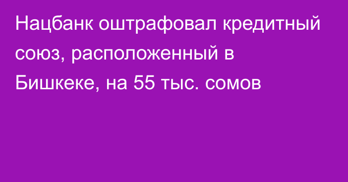 Нацбанк оштрафовал кредитный союз, расположенный в Бишкеке, на 55 тыс. сомов