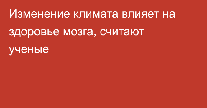 Изменение климата влияет на здоровье мозга, считают ученые