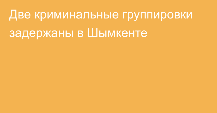 Две криминальные группировки задержаны в Шымкенте