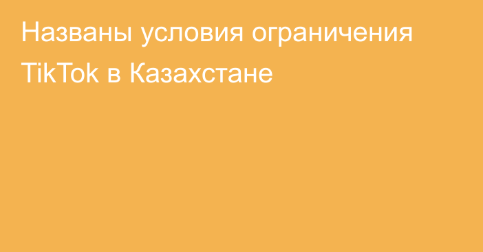 Названы условия ограничения TikTok в Казахстане