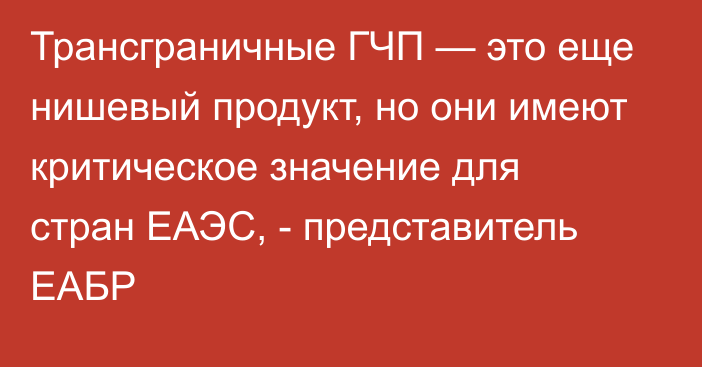 Трансграничные ГЧП — это еще нишевый продукт, но они имеют критическое значение для стран ЕАЭС, - представитель ЕАБР