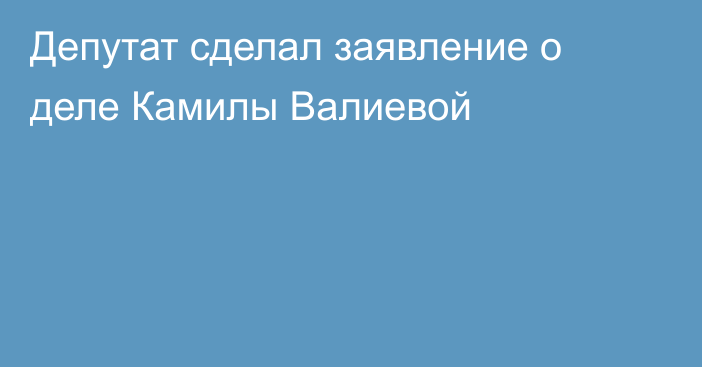 Депутат сделал заявление о деле Камилы Валиевой