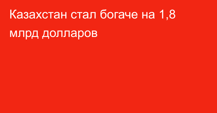 Казахстан стал богаче на 1,8 млрд долларов