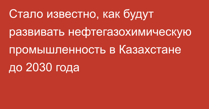 Стало известно, как будут развивать нефтегазохимическую промышленность в Казахстане до 2030 года