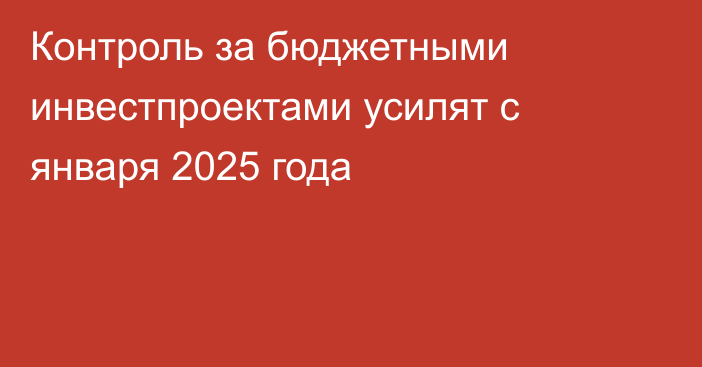 Контроль за бюджетными инвестпроектами усилят с января 2025 года