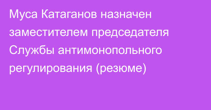 Муса Катаганов назначен заместителем председателя Службы антимонопольного регулирования (резюме)