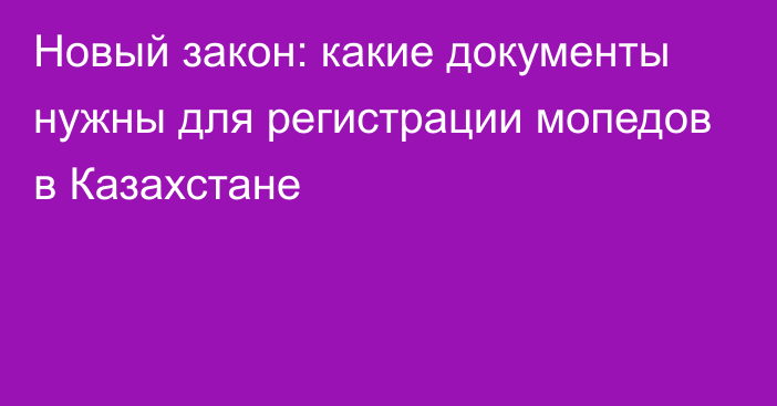 Новый закон: какие документы нужны для регистрации мопедов в Казахстане