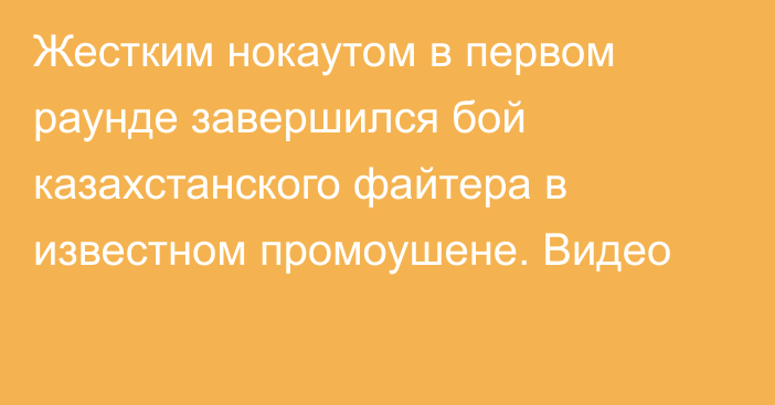 Жестким нокаутом в первом раунде завершился бой казахстанского файтера в известном промоушене. Видео