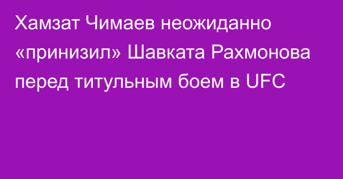 Хамзат Чимаев неожиданно «принизил» Шавката Рахмонова перед титульным боем в UFC