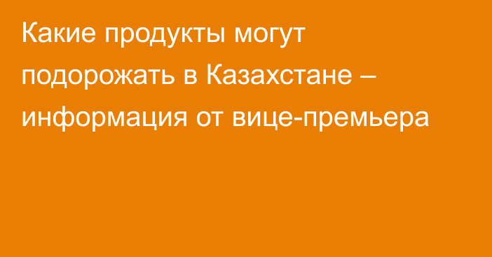 Какие продукты могут подорожать в Казахстане – информация от вице-премьера