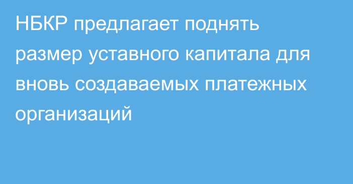 НБКР предлагает поднять размер уставного капитала для вновь создаваемых платежных организаций