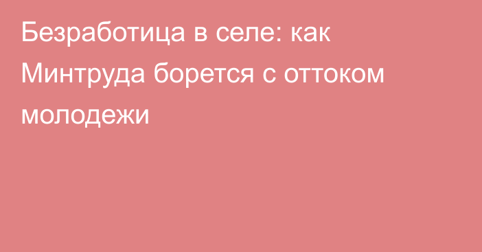 Безработица в селе: как Минтруда борется с оттоком молодежи