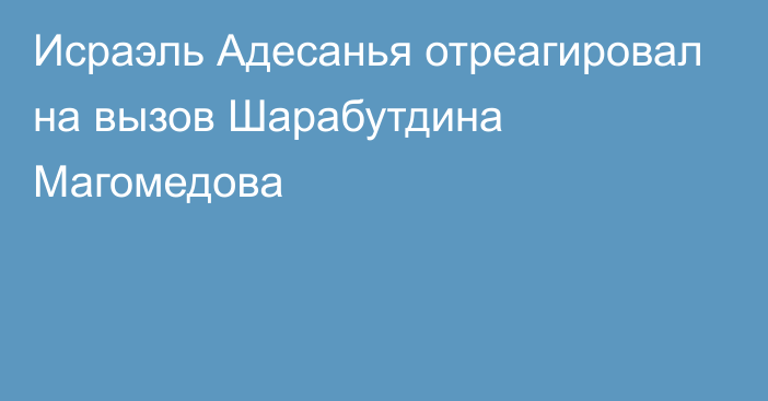 Исраэль Адесанья отреагировал на вызов Шарабутдина Магомедова