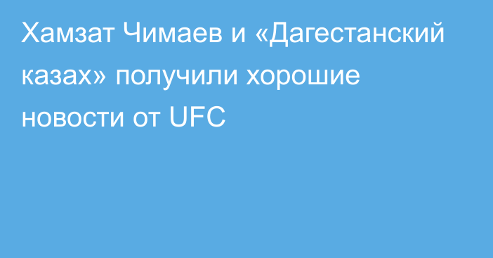 Хамзат Чимаев и «Дагестанский казах» получили хорошие новости от UFC