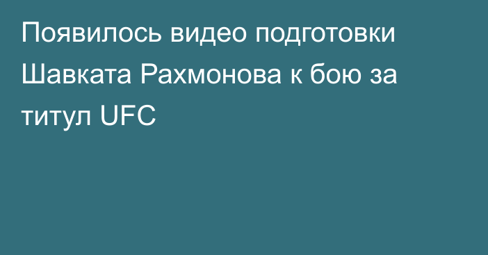 Появилось видео подготовки Шавката Рахмонова к бою за титул UFC