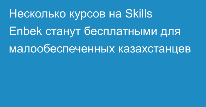 Несколько курсов на Skills Enbek станут бесплатными для малообеспеченных казахстанцев