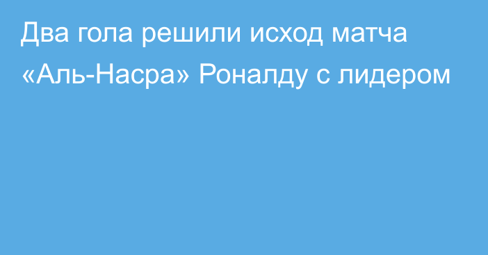 Два гола решили исход матча «Аль-Насра» Роналду с лидером