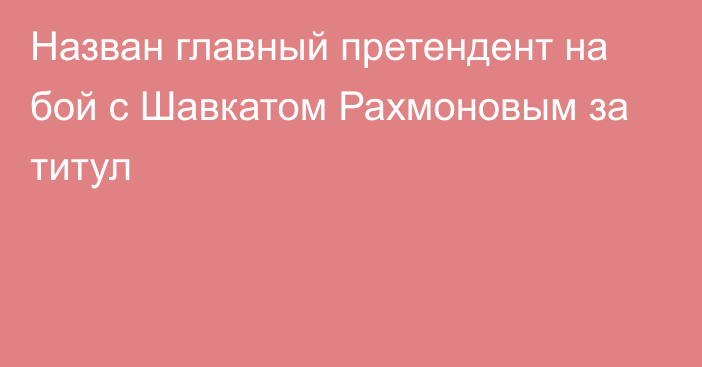 Назван главный претендент на бой с Шавкатом Рахмоновым за титул