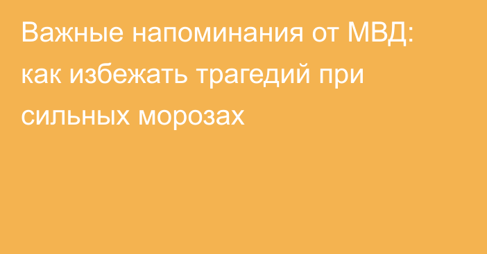 Важные напоминания от МВД: как избежать трагедий при сильных морозах