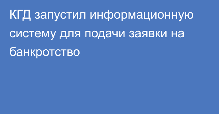 КГД запустил информационную систему для подачи заявки на банкротство