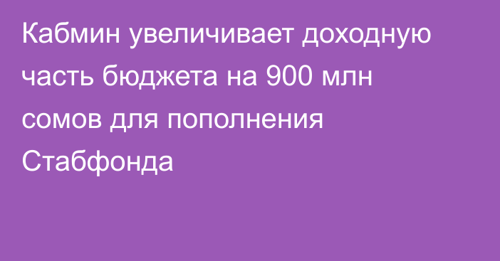 Кабмин увеличивает доходную часть бюджета на 900 млн сомов для пополнения Стабфонда