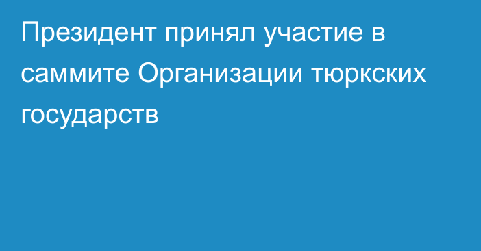 Президент принял участие в саммите Организации тюркских государств