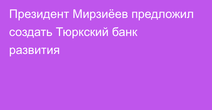 Президент Мирзиёев предложил создать Тюркский банк развития