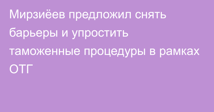 Мирзиёев предложил снять барьеры и упростить таможенные процедуры в рамках ОТГ