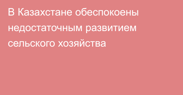 В Казахстане обеспокоены недостаточным развитием сельского хозяйства