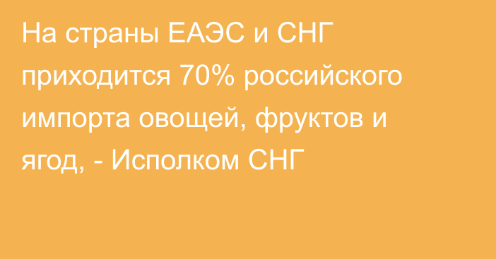 На страны ЕАЭС и СНГ приходится 70% российского импорта овощей, фруктов и ягод, - Исполком СНГ