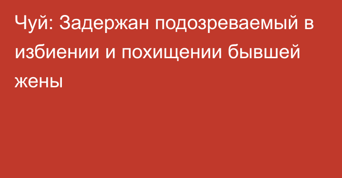 Чуй: Задержан подозреваемый в избиении и похищении бывшей жены