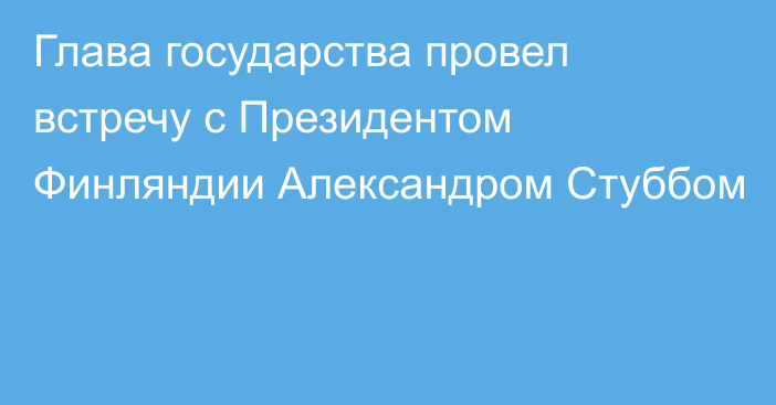 Глава государства провел встречу с Президентом Финляндии Александром Стуббом