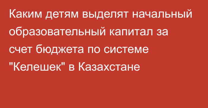 Каким детям выделят начальный образовательный капитал за счет бюджета по системе 