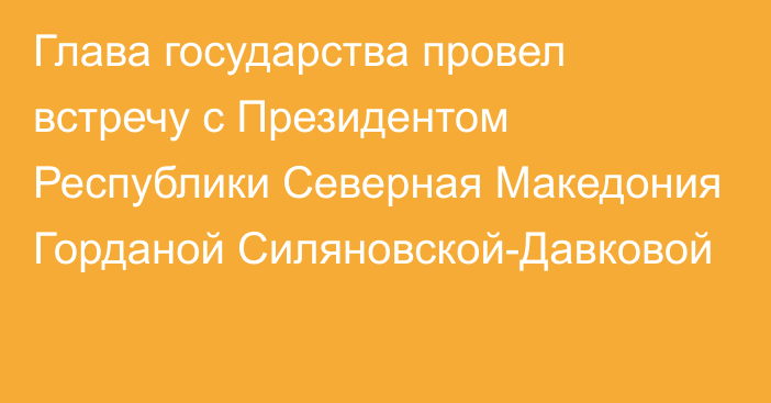 Глава государства провел встречу с Президентом Республики Северная Македония Горданой Силяновской-Давковой