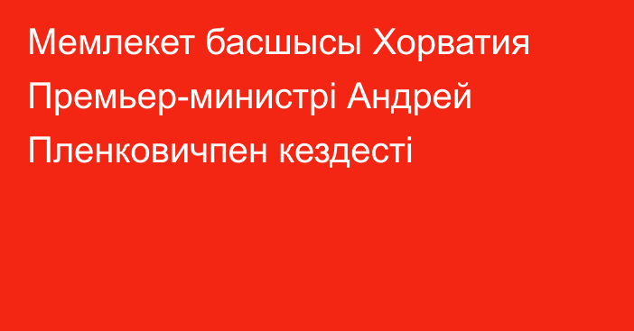 Мемлекет басшысы Хорватия Премьер-министрі Андрей Пленковичпен кездесті