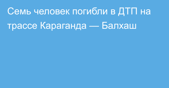 Семь человек погибли в ДТП на трассе Караганда — Балхаш