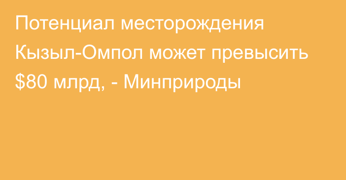 Потенциал месторождения Кызыл-Омпол может превысить $80 млрд, - Минприроды